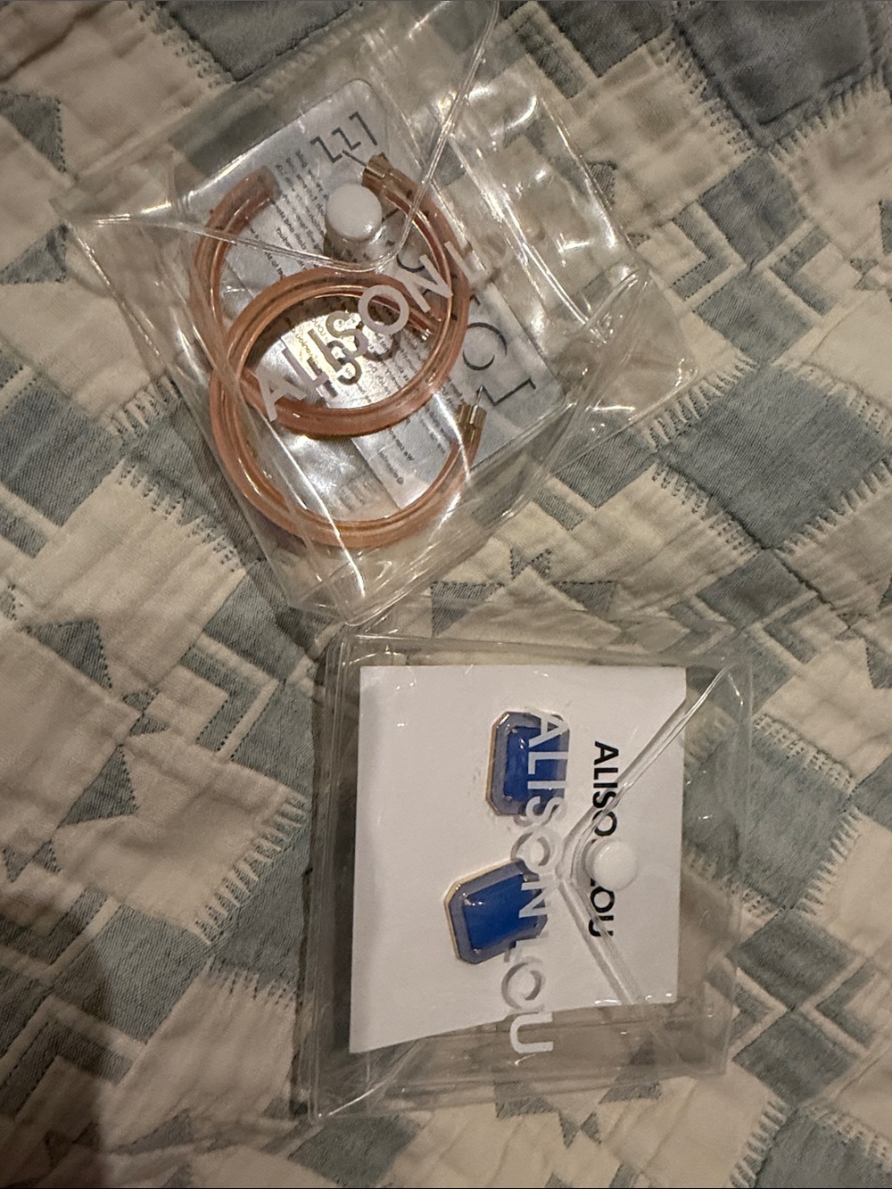 Alison Lou Blue Enamel & Gold Stud Earrings